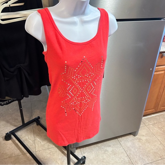 Women’s stud tank top. Orange - Picture 1 of 4